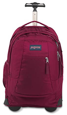 JANSPORT Driver 8 Rolling Backpack and Computer Bag - Durable Laptop Backpack with Wheels, Tuckaway Straps, 15-inch Laptop Sleeve - Premium Bag Rucksack -Russet Red