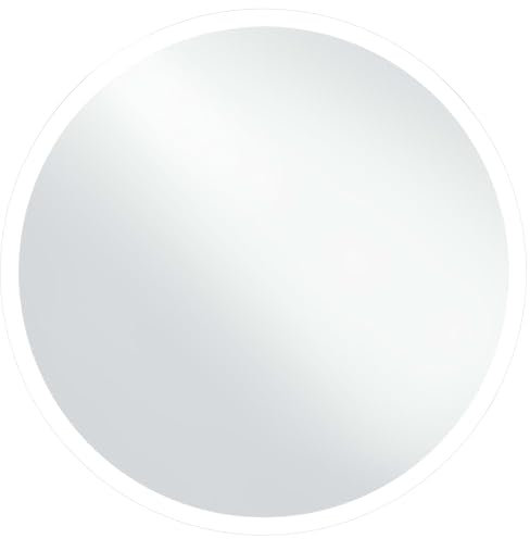 vidaXL Badezimmerspiegel mit LED Badspiegel Wandspiegel Lichtspiegel Spiegel Badezimmer Rund 70cm Silbern Glas Alu-Rahmen IP 44 6 W