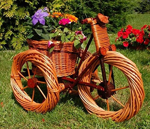 DEKO VERTRIEB BAYERN XL Premium Dreirad 65cm Korbgeflecht Rattan Körbe Pflanzkorb Pflanzkasten Garten