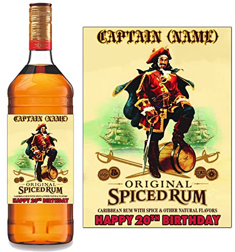 Personalised Sticker Label for Captain Morgan Spiced Rum Bottle for Birthday Anniversary Any Occasion BL022-1L