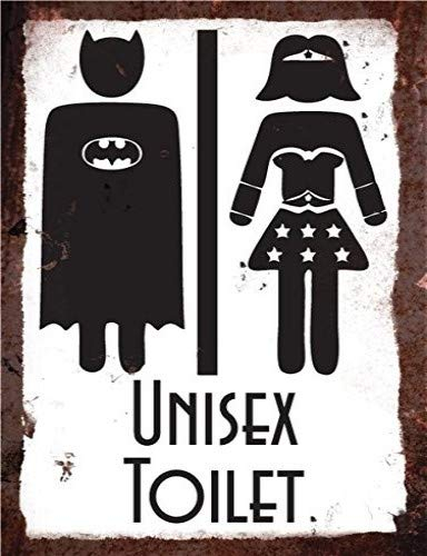 Unisex WC-Schild für Herren, Damen, Mädchen, Superhelden-Held, Vintage, Retro, Männerhöhle, Bar, Kneipe, Schuppen, Neuheit, Geschenk, Aluminium Metall Zinn Wanddekoration Schild