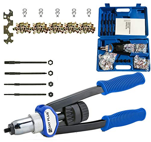 Profi Nietmutternzange Set Blindnietzange Set Nietmaschine Gewinde Nuss Nieten M5 - M12 Werkzeug Mit 150 Nietmuttern