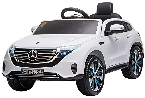 HOMCOM Mercedes Benz EQC Licensed 12V Kids Electric Ride On Car with Parental Remote Control Battery-powered 2 Motors Music Lights Bluetooth for 3-5 Years Old White