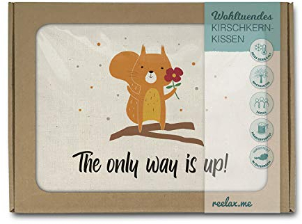 Reelax.me Kirschkernkissen für die Mikrowelle - Körnerkissen the only way is up – Geschenkidee mit Motivations-Spruch – Glücksbringer Prüfung und Mutmacher für Männer, Frauen & Kinder