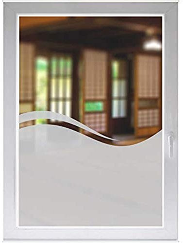 INDIGOS UG Decorative Film Sea Privacy Film Wave Window Decoration Ocean Glass Decorative Film Wave Satin Opaque 600 mm Wide 1000 mm High Decoration Sun Protection Film