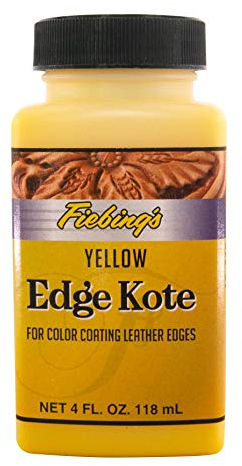 Fiebing's Edge Kote (4oz, Yellow) - Leather Edge Paint for Shoes, Furniture, Purses, Couches, Belts - Flexible, Water Resistant, Semi Gloss Color Coating Leather Dye to Protect Natural Edges