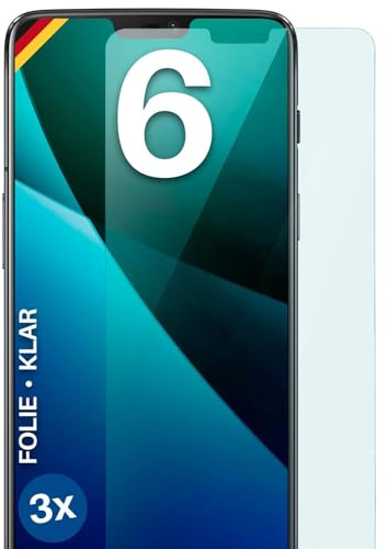 moex für OnePlus 6 Schutzfolie Displayschutz Folie Ultra-klar HD 0,2 mm kompatibel mit jeder Hülle, Anbringen ohne Blasen, Handyfolie Extra Kratzfest, FlexProtect 3 Stück