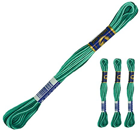 3 Docken Stickgarn je ca. 8m Sticktwist mit Farbverlauf 100% Baumwolle Stickerei Farbwahl, Farbe :65272 Türkistöne