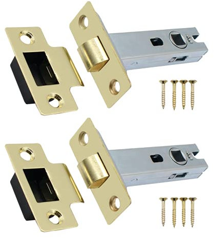 Tubular Latches Mortice Door Latch | Brass Plated | 2.5 Inch / 66mm | Pack of 2