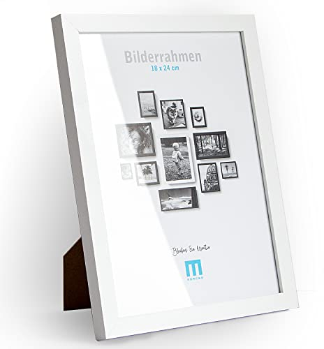 18x24cm (1Stk) in Weiß, minimalistischer & moderner Bilderrahmen für Fotos & Bilder. Inkl. Acrylglasschutz. Eignet sich als Tisch-Aufsteller und für die Wand, Hochformat oder Querformat