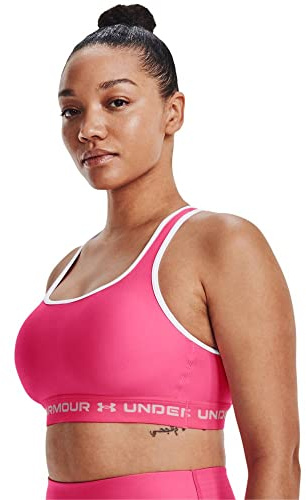 Under Armour Donna Crossback Mid Impact Reggiseno Sportivo, (640) Fucsia Punk/Bianco, Medio