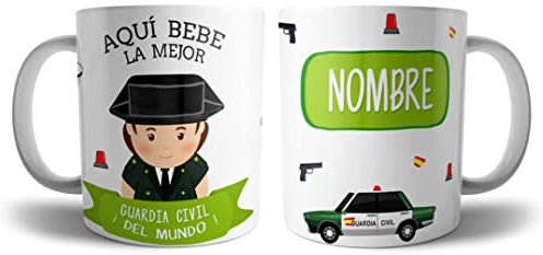 Kartoon Kase Taza Guardia Civil Mujer Original Personalizada con Nombre | Mejor del Mundo Taza Profesiones de Cafe Desayuno para Regalar (Guardia Civil Mujer)