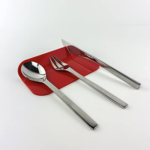 IKONA, Poggia Posate da Tavolo in Plexiglass/Appoggio Posate da Tavola, Set 6 pz, Design Elegante e Funzionale, Idea Regalo Elegante per Mise En Place, Colore Rosso, Large, 16 x 11 cm, Made in Italy