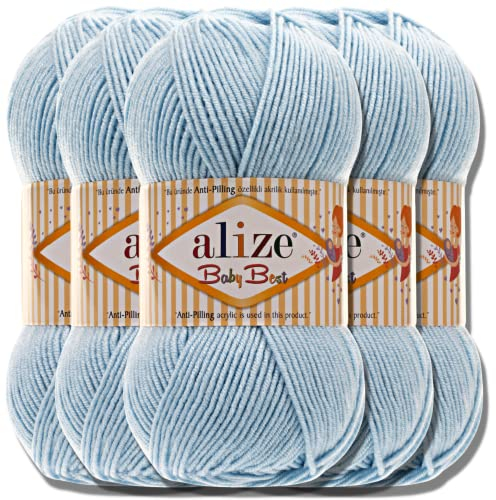 Hobby YARN Alize Baby Best Batik 5x 100g Türkische Premium Wolle Babywolle (Azul| 40)