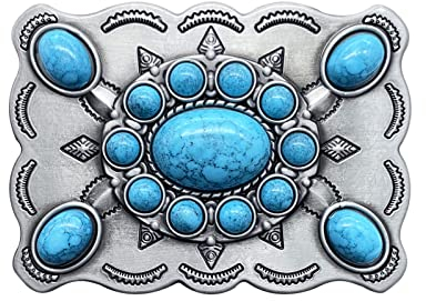 YOQUCOL American Western Cowboy Indian Elements Vintage Türkis Gürtelschnalle für Herren, B, Medium