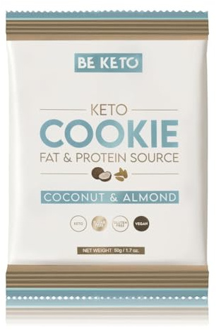 Be Keto Cookie 50g - Coconut & Almond - Gluten Free, Low Carb, High Protein - Keto Friendly, No Added Sugar - Soft Baked Diet Snack High Quality Fat Source