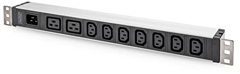 DIGITUS 19 Steckdosenleiste - 7 C13 & 2 C19 Abgriffe - C20 Eingang - 1HE - 250VAC - 50/60Hz - 16A - Für 19 Zoll Netzwerk- und Serverschränke