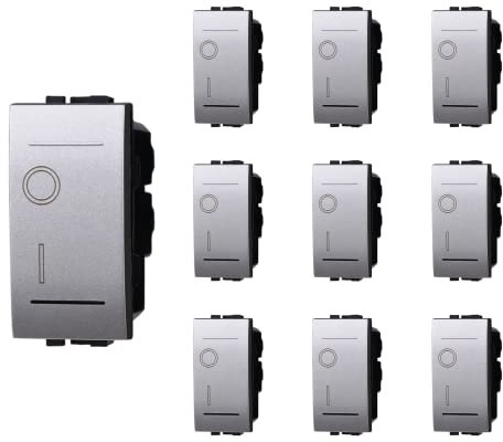 10 Pezzi Interruttore Bipolare, Compatibile Con Bticino Living Light (Grigio)