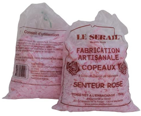 Duo de copeaux de Savon de Marseille parfum Rose Le Sérail-2x 750gr- économique et écologique