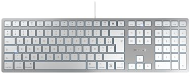 CHERRY KC 6000C FOR MAC, Clavier filaire Mac - (port USB-C), Disposition française (AZERTY) Touches silencieuses, Design plat, Blanc argenté