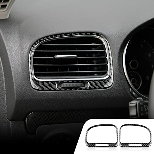 KUNGKIC fibre de carbone tableau de bord de la voiture de sortie de climatisation cadre de ventilation autocollant de revêtement Compatible with Volkswagen VW Golf 6 GTI MK6 2008-2013 Accessoires