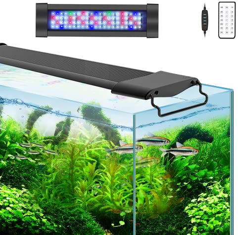 Lominie Aquarium LED Beleuchtung, Volles Spektrum 20W Plant Aquarium Lampe mit Timer,Einstellbare Helligkeit und 3 Steuermodi, IP68 wasserdicht,30-120CM (G15-Süßwasser)