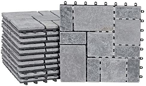 Mendler Piastrelle per Pavimento da Esterno HWC-K70 11 Pezzi = 1m² Grigio Scuro