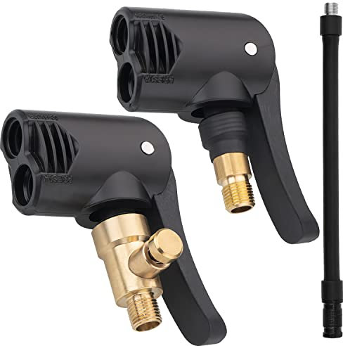 Esteopt Messing Autoventil Adapter, Reifenfüller Schlauch mit 2 Stück Messing Amerikanisches, Auto Ventilstecker Luftpumpe Gewinde Düse für Auto Fahrrad Motorrad Reifenfüller