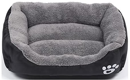 Lit pour Chien et Chat de Petite Race Coussin de Couchage pour Chien Panier Doux et Lavable Canapé pour Chat Noir Taille L