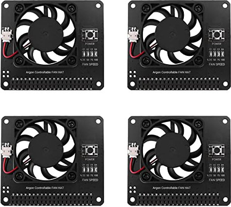 4X Argon Fan Hat for 4/3 Cooling Fan with Software Speed Adjustable/Large 40mm Fan for Raspberry Pi4