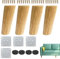 4 Piezas Patas Madera para Muebles Patas Cónicas Inclinadas 12cm Patas para Muebles de Madera con Placas de Hierro, Almohadillas Antideslizantes y Tornillos para Sofá TV Armario Cama Silla