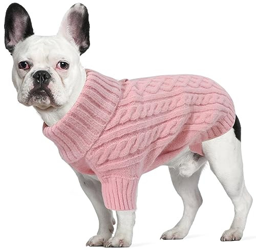 LiebeDD Hundepullover Grosse Hunde - Winter Warm Hundepulli mit Beinen Solide Klassisch Hunde Strick Pullover Hunde Pullis für Große Hunde Labrador Weimaraner, Dog Sweater (Rosa XL)