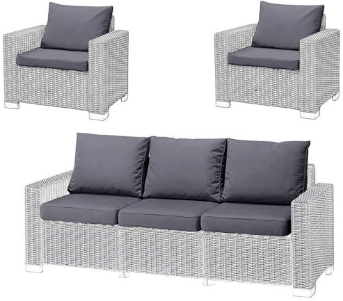 Kosiproducts Replacement Rattan Cushion Seat Cushions Garden Patio Furniture [Grey, 4 Seats + 4 Cushions] - Furntiure Not Included