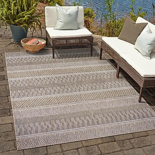 SANAT Melissa Outdoor Teppich Wetterfest - Balkon Teppich Wasserabweisend - Teppich für den Innen und Außenbereich, Terrasse, Garten, Wohnzimmer oder Küche - Multibeige, 240x330 cm