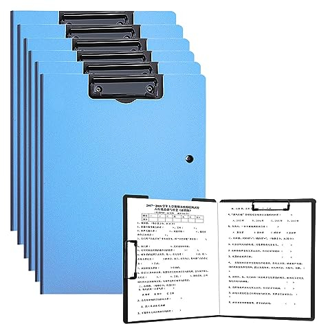 Porte-Blocs A4 Pliables, Lot de 6 Porte Blocs d'écriture à Rabat Porte Document Pour Bureau, École, Travail - Bleu
