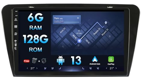 Autoradio Android 14 da 10 pollici per Skoda Octavia 3 A7 2013-2018, radio GPS con Navi Carplay Android Auto supporta il controllo del volante Bluetooth Mirrorlink FM AM RDS 360 fotocamera