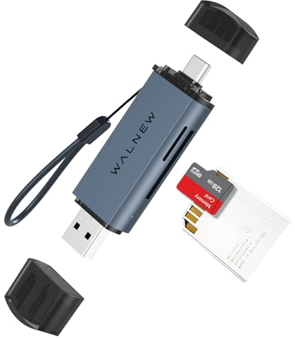 WALNEW SD/microSD Kartenleser, USB 3.0 & USB-C SD/TF Card Reader,Kartenlesegerät Adapter für Mac,MacBook,iPhone 15 Pro/Max,iPad Air,Samsung Galaxy S23 Tab S9,UHS-I Karten SDHC/SDXC/Micro-SD/MicroSDHC