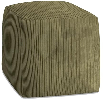 DreamRoots Pouf Hocker Cube 60x60x60cm - Couch Hocker - Pouf Cord - Hocker Wohnzimmer - Fußhocker Für Sessel - Hocker Sofa - Sitz Poof - Fußablage Hocker - Sessel Hocker - Pouf Sitzsack