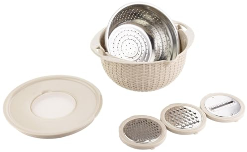 Povanjer Colador de Alimentos para Fregadero de Cocina - Colador de Arroz y Frutas, Acero Inoxidable y PP, Giratorio, Fácil de Limpiar