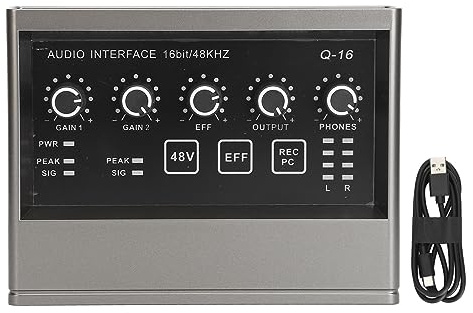 Live-Broadcast-Audio-Mixer, 48-V-Live-Soundkarte mit DSP-Reverb-, Soundkarten-Mixer, Kompatibel mit PC und für IOS