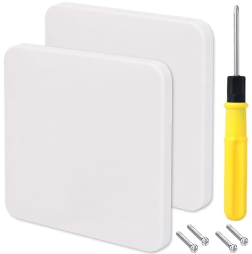 Acmerota 2 paquetes Placa en blanco única Orificio para tornillo oculto Cubierta de placa ciega de forma cuadrada de 1 unidad Placa ciega para enchufe eléctrico de una sola unidad