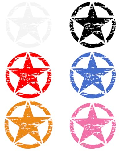 Off Road Stella Militare Distrutto Army Adesivi - Confezione da 6 Pezzi, Colore Multiplo