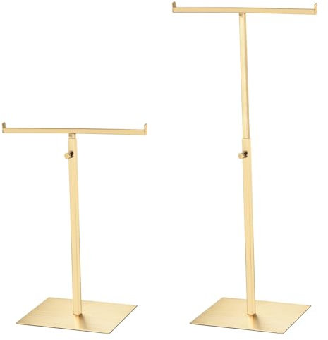 sourcing map Purse Display Stand T Shaped Metal 2 Pack Adjustable Handbag Rack Double Hook Holder Necklace Organizer for Home Boutique Store - Gold