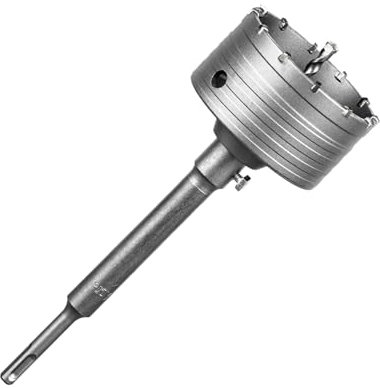SALI Concrete Hole Saw Kits 100mm Tungsten Steel Wall Hole Cutter Drill Bit Sets with M22 Thread 220mm SDS Plus Shank Connecting Rod Center Positioning Drill Bit for Cement Wall Masonry Foam Brick