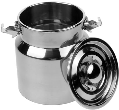UTHCLO Edelstahl Milchkännchen Mit Deckel Luftdichter Milchkanister Für Vielseitige Lagerung Von Milch Getreide Kaffee Robust Und Langlebig Für Küche Camping Haushalt