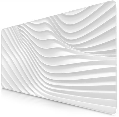 TITANWOLF – Alfombrilla Gaming XXL para ratón 900x400 – Mouse Pad - Precisión y Velocidad - Parte Inferior de Goma para una sujeción Estable - Antideslizante, Resistente al Agua, White Wave