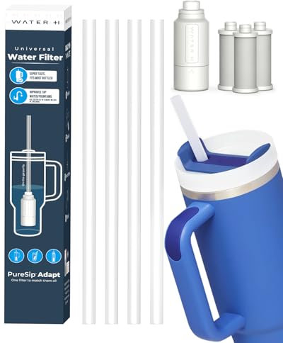 PureSip Adapt Stanley Bottle Straw, Reusable Straws with Filter, Stanley Straw Replacement 40 oz, 30 oz, Plastic Straws for WATERH Vita Bottle, Simple Modern, Hydro Flask (3 Filter + 5 Straws)