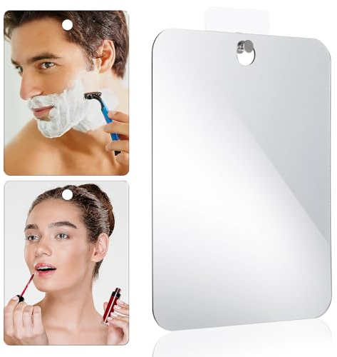 COMNICO Espejo para afeitar, 2 piezas de espejo de afeitado inastillable sin empañamiento, mediano sin marco, para colgar en la pared, espejo de maquillaje portátil de viaje, camping, para baño,