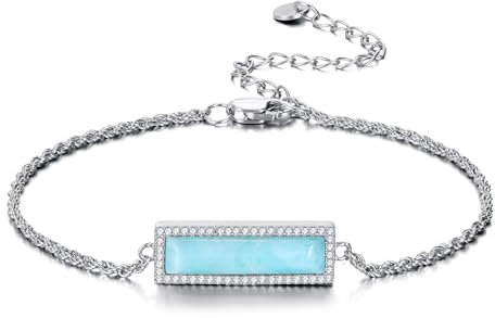 YFN Larimar Armband für Frauen 925 Sterling Silber Gliederarmband Blauer Larimar Stein Schmuck