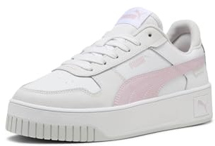 Puma Carina Street Baskets pour femme, Blanc/rose/mauve, plume grise, 42 EU